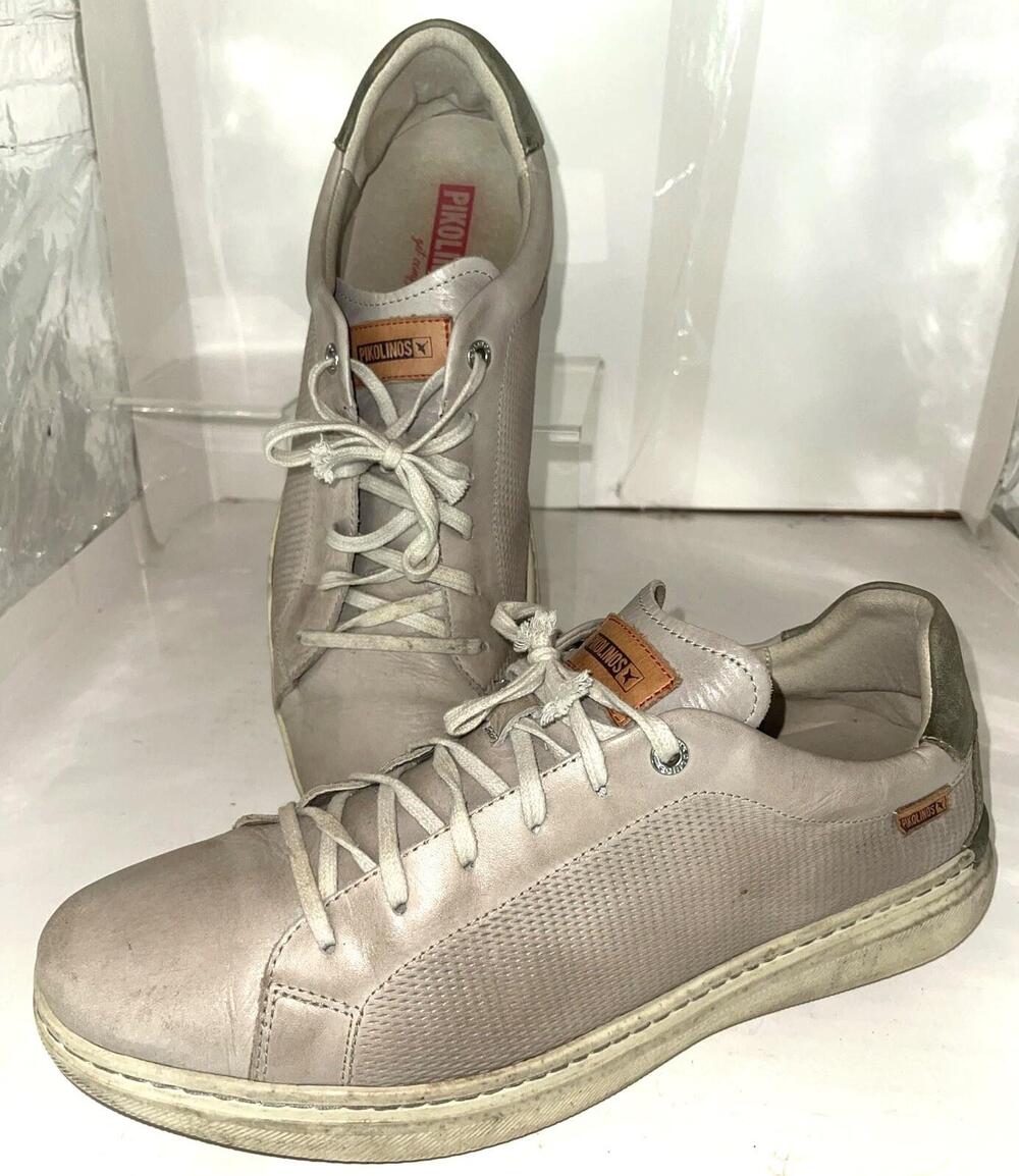Pikolinos Leather Shoes Mens Size 11.5 Gray Perforated Casual Sneakers Lace Up